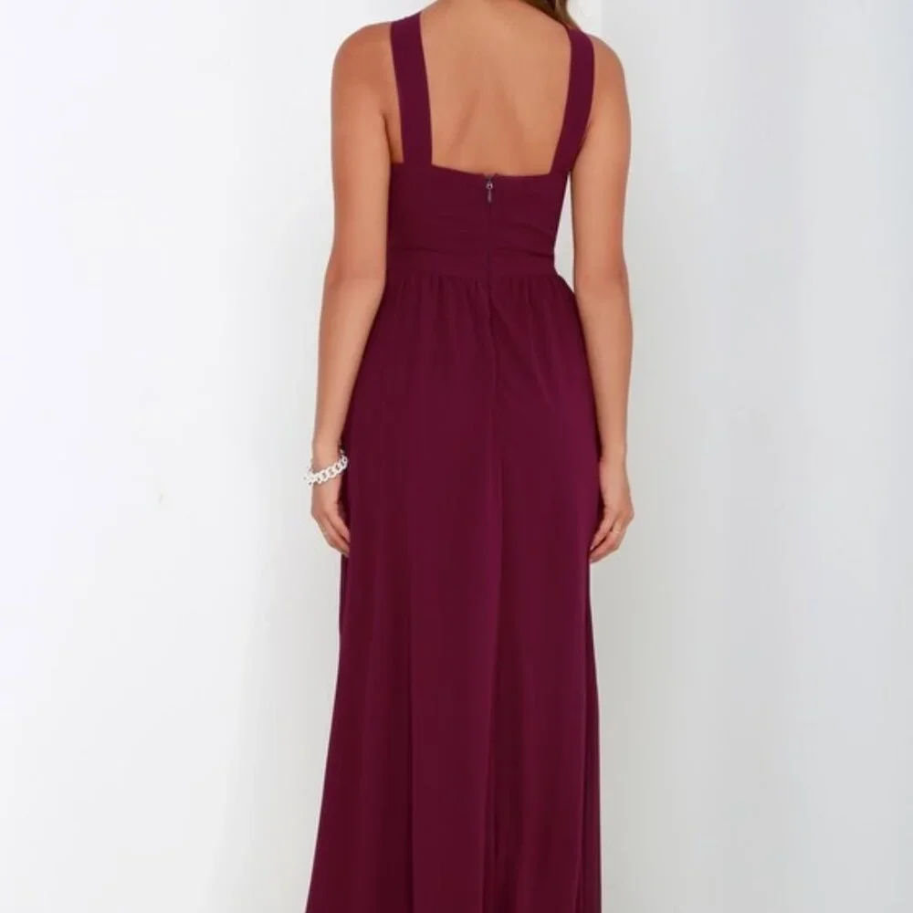 NWOT Lulus Air Of Romance Burgundy Maxi Dress Red Size X-Large - Picture 2 of 16
